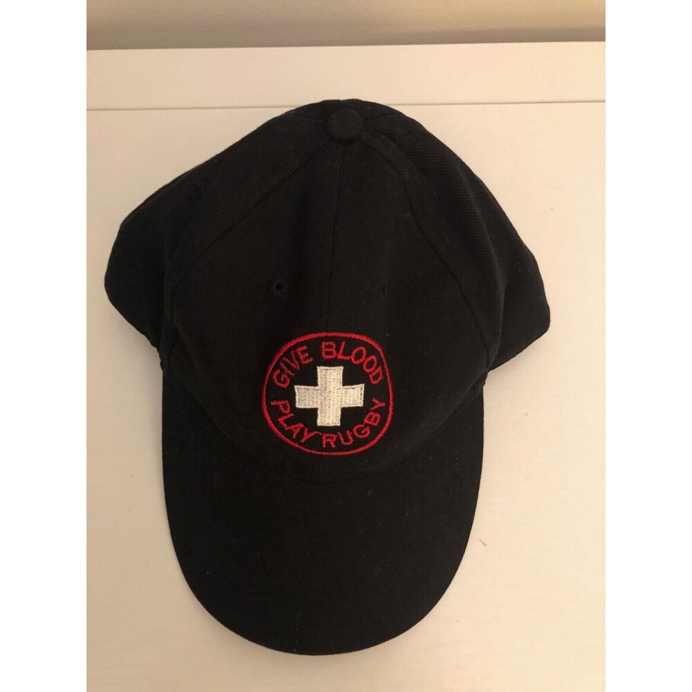 Give Blood Play Rugby‎ Hat/Cap Black Adjustable